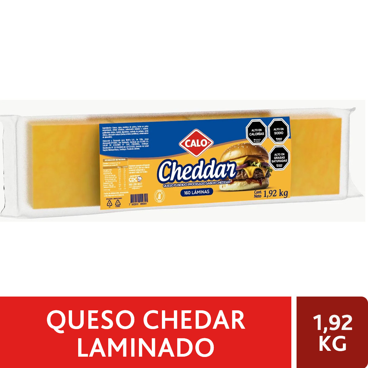 Queso Cheddar Laminado 2x1,92 kg